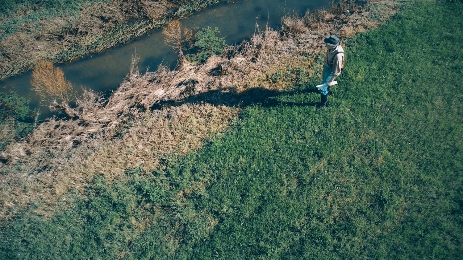 Aerial site reconnaissance near a wetland
